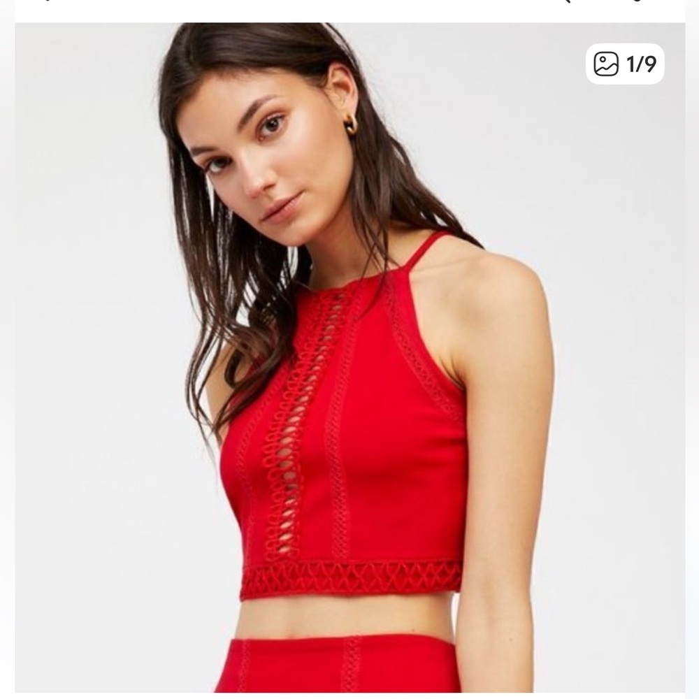 Free People Skyscraper Crop Top High Neck Crochet Size Small *see desc*